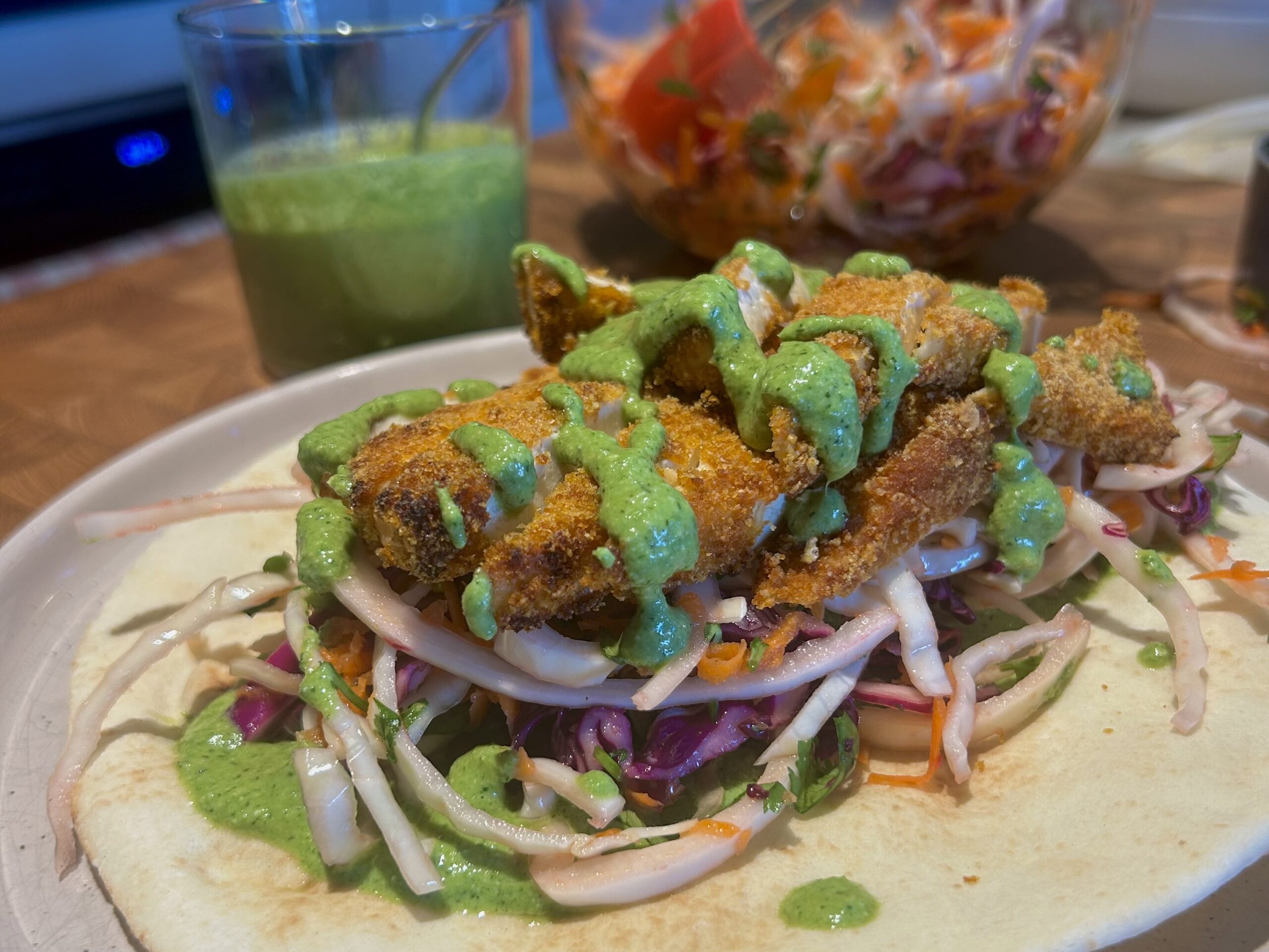 Crispy Cornflake Tofu Wraps with Coleslaw by Minaelles Kitchen