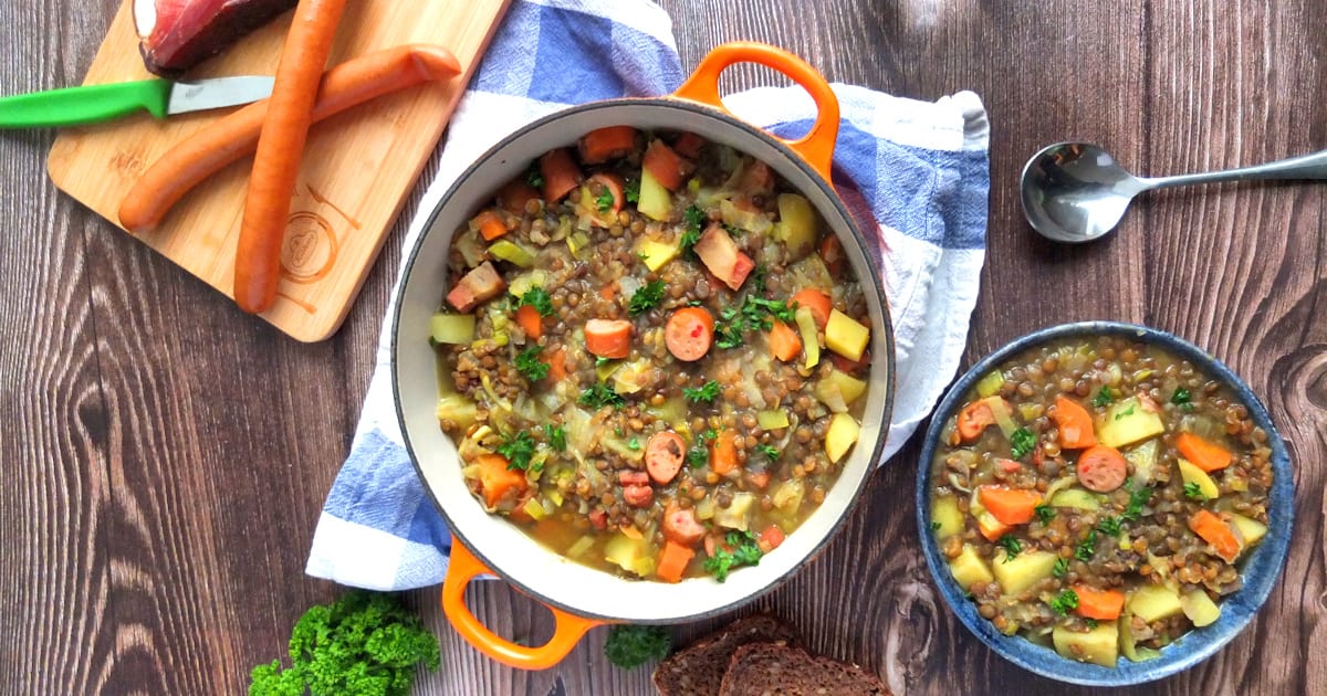 Hearty German Lentil "Oma" Soup (Linsensuppe) by My Dinner