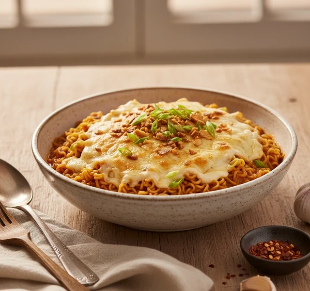 Spicy Garlic Cheesy Ramen by Hermanathome