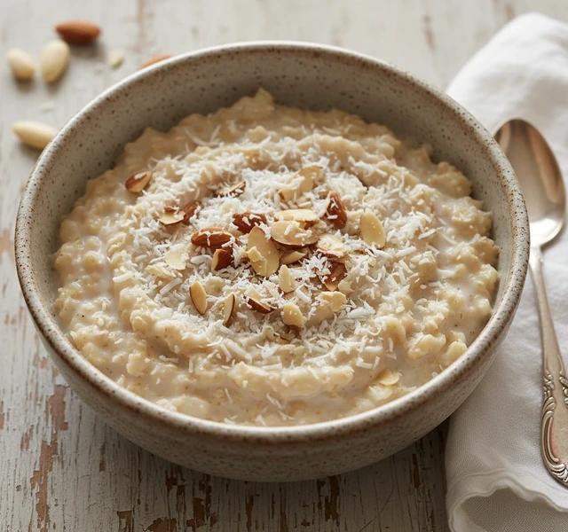 Creamy Raffaello Coconut Almond Porridge by Lherboristecuisinevege