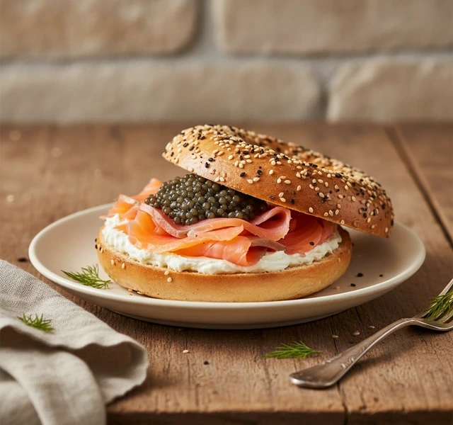 Smoked Salmon And Caviar Bagel by Pov Saul