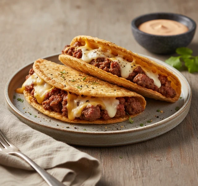 Cheesy-Beef Eggroll Tacos by Shesgotthecooks