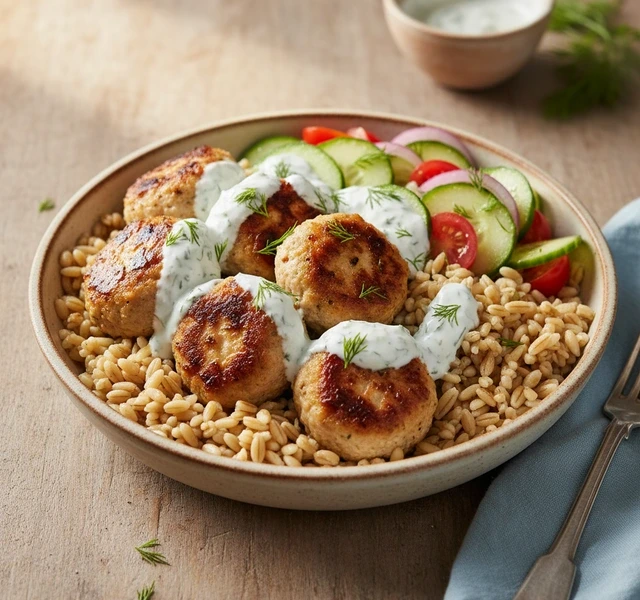 Greek Chicken Meatball Bowls by Mallorythedietitian