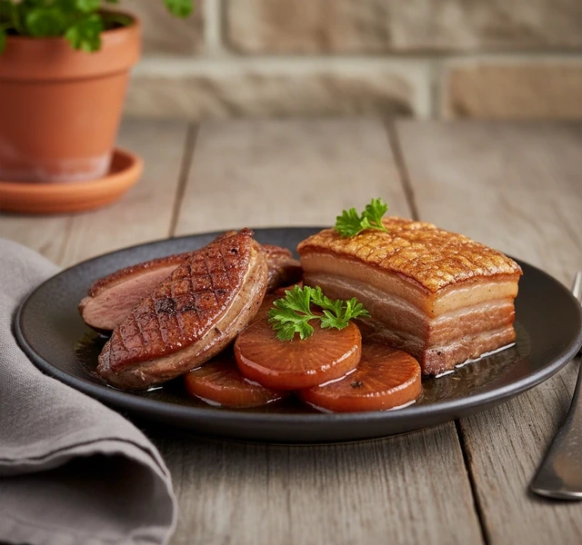 Aged Duck With Compressed Pork Belly by Grandmasterchefjojo