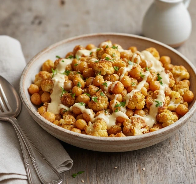 Creamy Cauliflower Chickpea Bowl by Nidslid