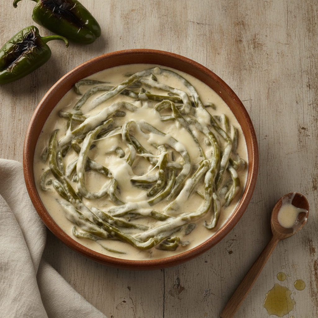 Creamy Roasted Poblano Strips (Rajas) by Goo Gle