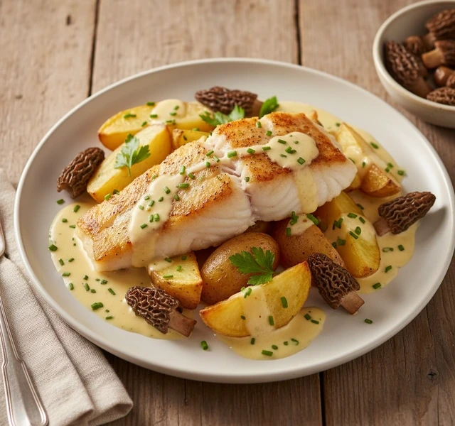 Seared Skrei Loin with Morel Mushrooms and Beurre Blanc by Tanerxaydin