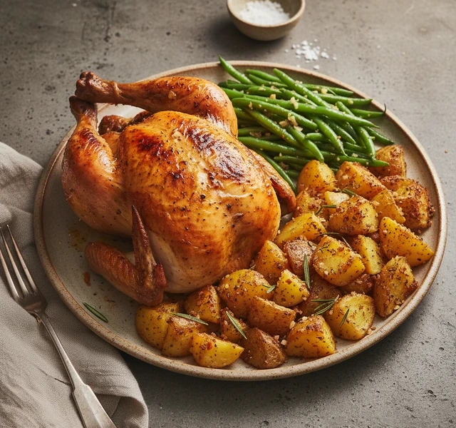 Roast Chicken with Duck Fat Potatoes by Falmeruk