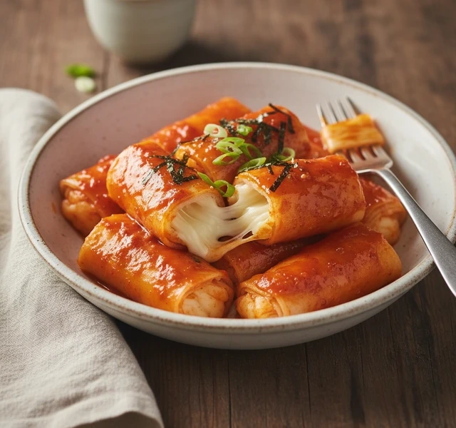 Cheesy Rice Paper Tteokbokki by Haileyateit