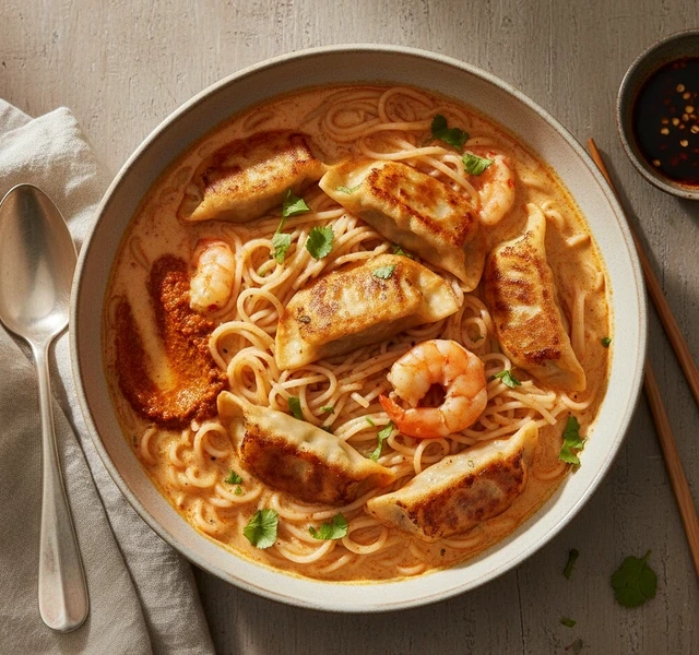 Speedy 10-Minute Laksa with King Prawn Gyoza by Itsuofficial
