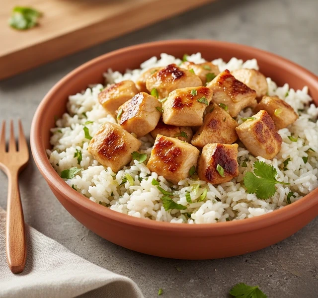 Honey-Lime Cilantro Chicken Rice Bowls by Everything Delish