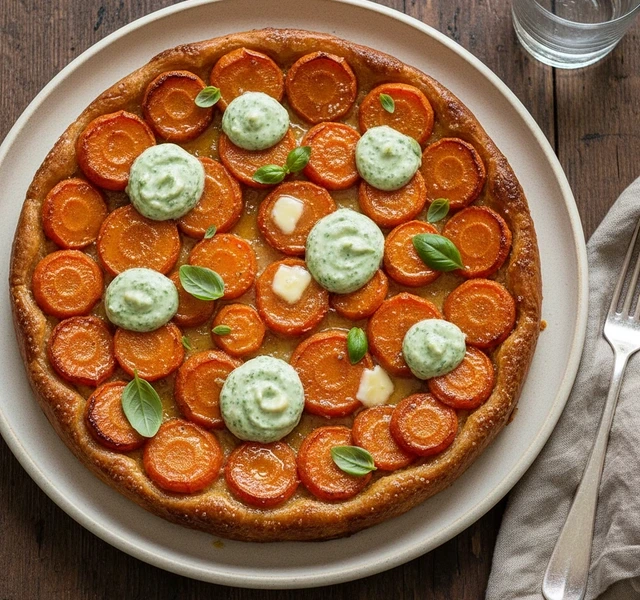 Carrot Tatin with Basil Cream by Lacuisinedesacco