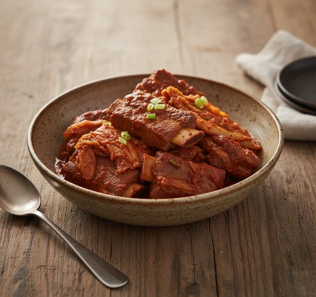 Braised Kimchi Pork Ribs by Oishimate