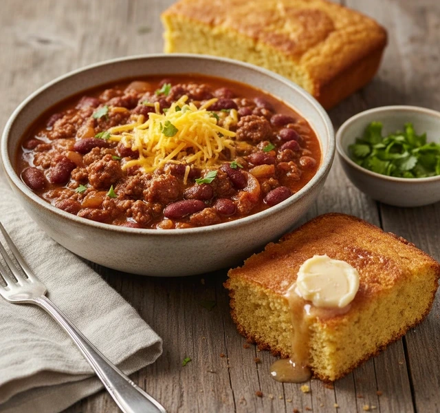 Classic Chili and Brown Butter Cornbread by Kylemadeitt