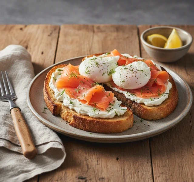 Sourdough Toast with Smoked Salmon and Eggs by Tanerxaydin