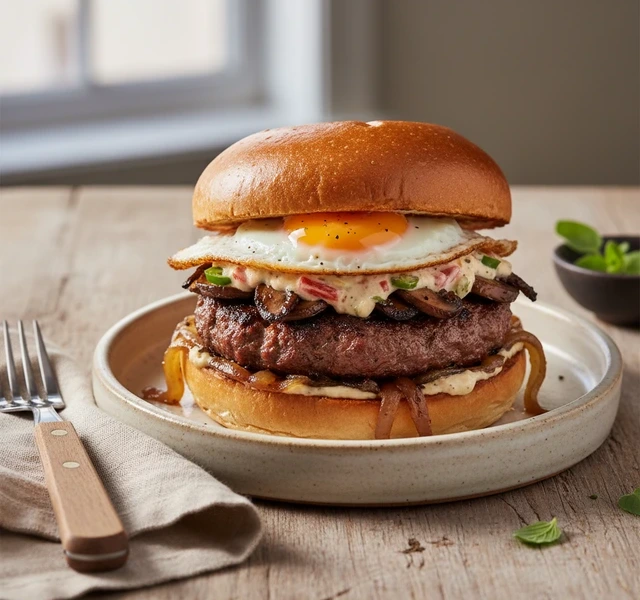 Lamb Burger with Roasted Tomato-Jalapeño Aioli by Hasansgoodeats