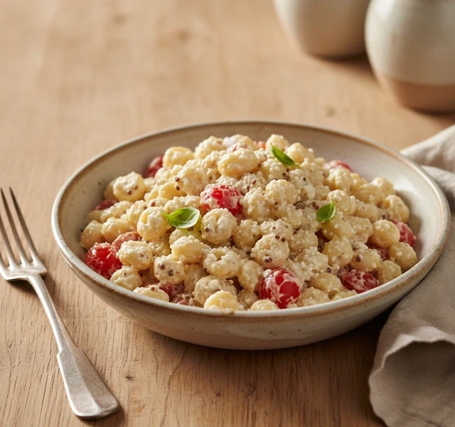 Creamy Pearl Pasta Salad by Dailia Kitchen