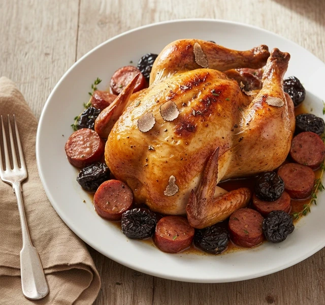 Roast Sutton Hoo Chicken With Sausage And Prunes by Trinityclapham