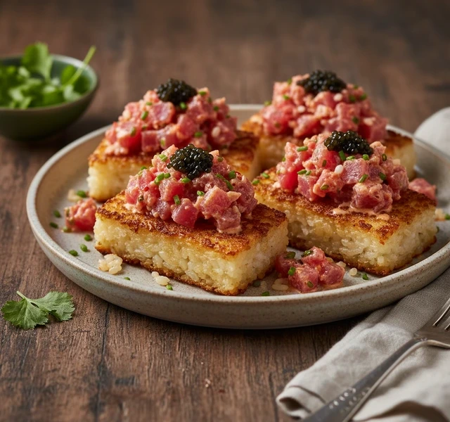 Spicy Tuna Crispy Rice with Caviar by Rahmandaniel