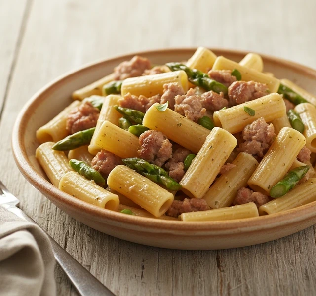 Wild Asparagus and Sausage Pasta by Glutenfreezone