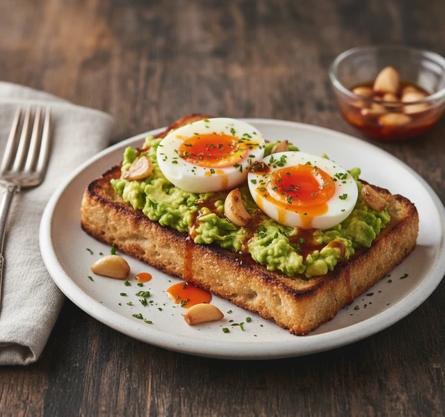 Garlic Confit Avocado Toast with Eggs by Soyoungpapiccio