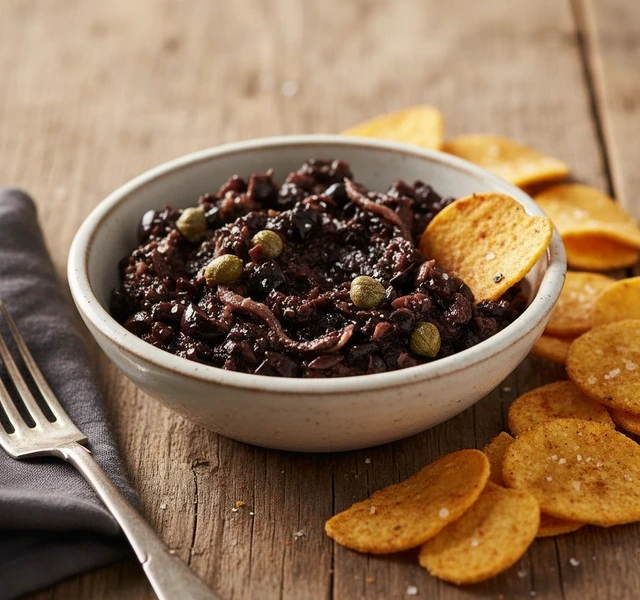 Olive Tapenade with Chickpea Chips by Matthewryle