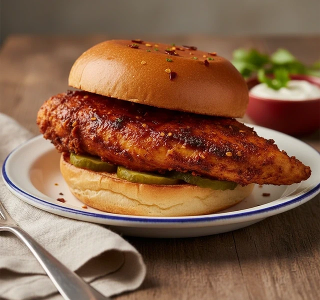 Nashville Hot Chicken Burger by Mushkitchen
