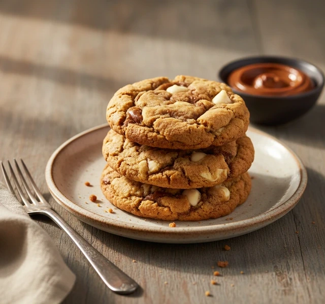 Biscoff and White Chocolate Cookies by Dunyabakes