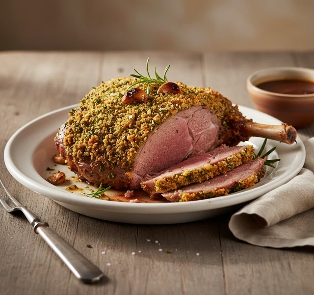 Herb-Crusted Roasted Leg of Lamb by Amorpoodie