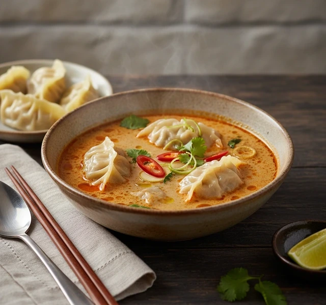 Thai Red Curry Soup Dumplings by Ivyskitchn