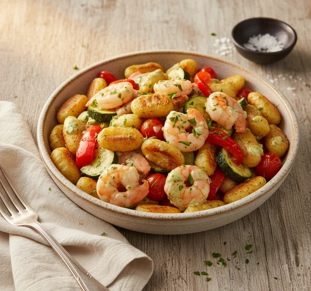 Sheet Pan Gnocchi with Shrimp and Vegetables by Liakochtfix