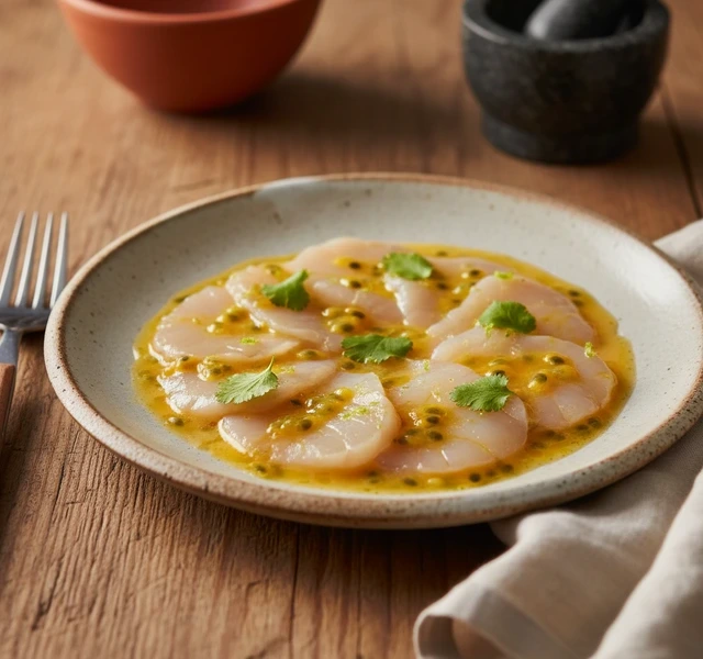 Passion Fruit Yuzu Scallop Crudo by Madelinethekitchen