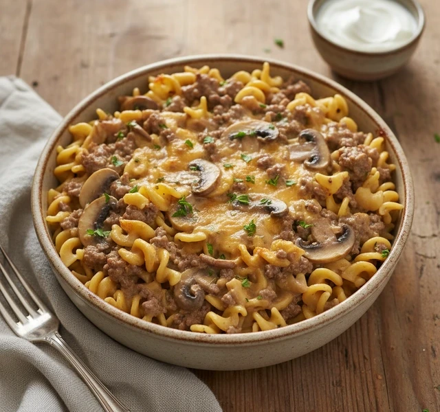 Ground Beef Stroganoff Casserole by Tiktokfoodgame