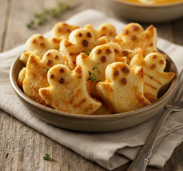 Grilled Cheese Ghost Croutons by Madisoneats