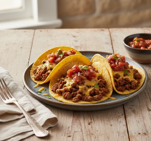 Smashed Beef Tacos with Seared Salsa by Jamie Oliver