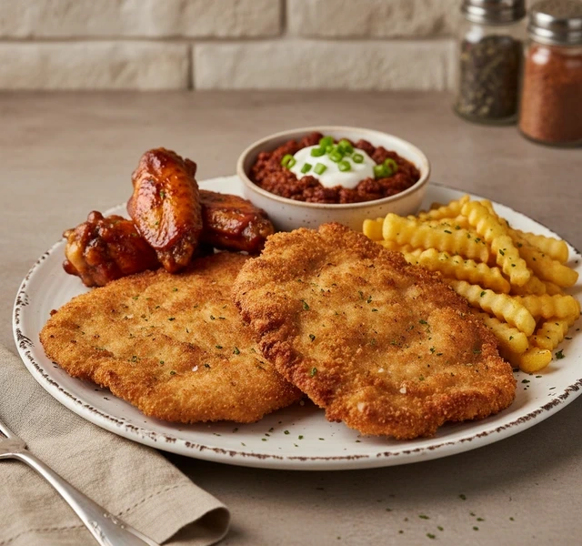 Centimeter-Style Schnitzel And Wings Platter by Itsalanbarr