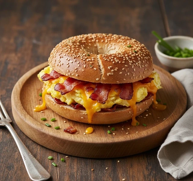 Stuffed Bacon Egg and Cheese Bagels by Moribyan