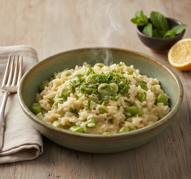 Broad Bean Risotto with Mint Gremolata by Boroughchef