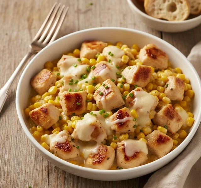 Creamy Corn and Mozzarella Chicken by Ta Cuisine
