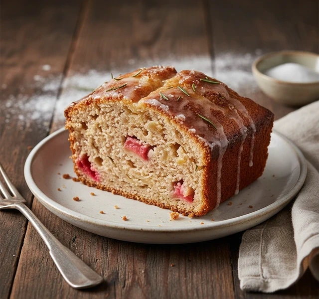 Rhubarb, Stem Ginger, and Rosemary Loaf by Thehungryhobbit