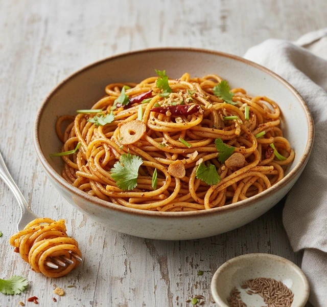Cilantro Cumin Chili Oil Noodles by Shanilcooks