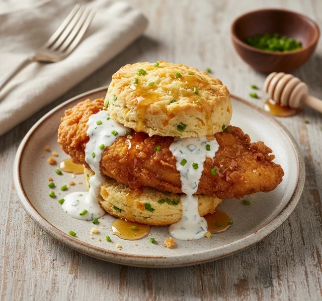 Hot Honey Chicken Biscuit by Kian Hiatt