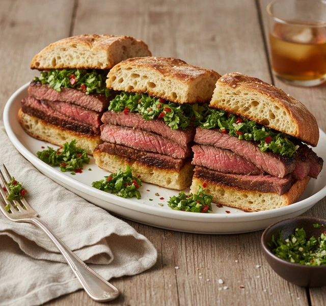 Steak and Chunky Chimichurri Sandwich by Samsationaleats