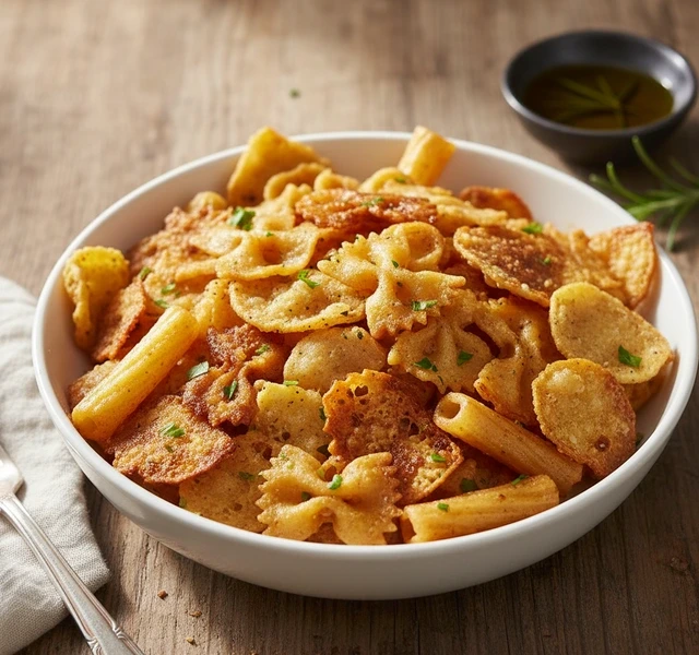 Crispy Pasta Chips by Dishplay It