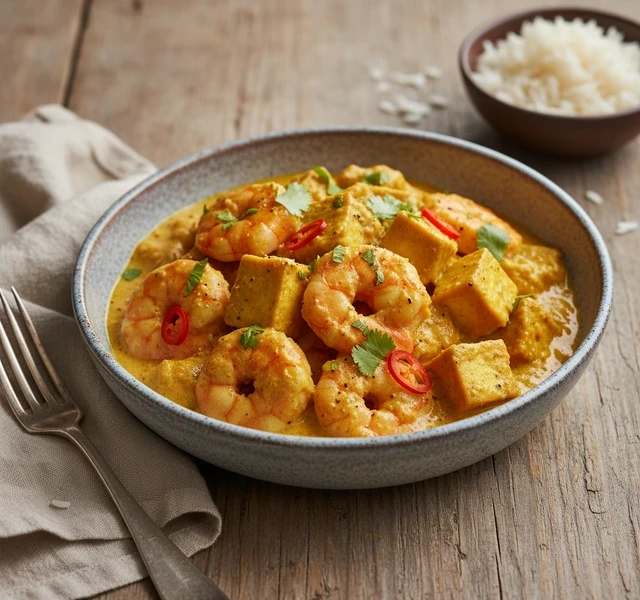 Goan Coconut Curry Shrimp and Tofu by Dimsumshorty