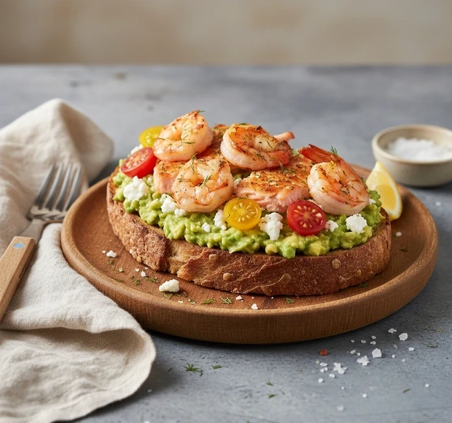 Avocado Toast with Salmon and Shrimp by Tay Liicious