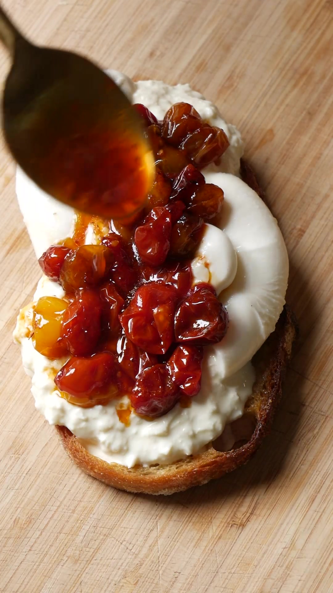 Slow Roasted Balsamic Tomatoes and Burrata Bruschetta by Daen Lia