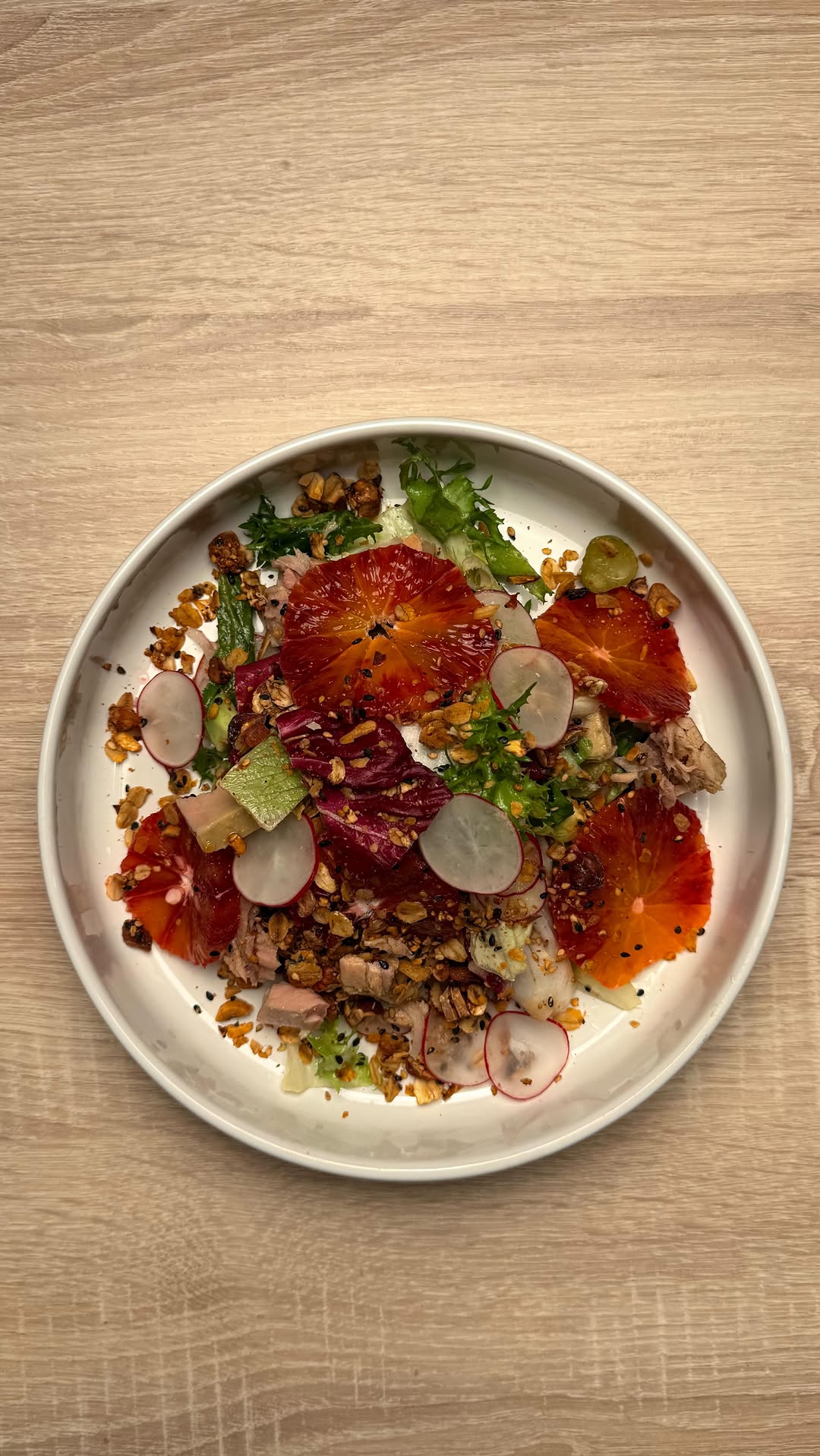 Yellowtail Tuna & Blood Orange Salad with Savory Granola by Tanerxaydin