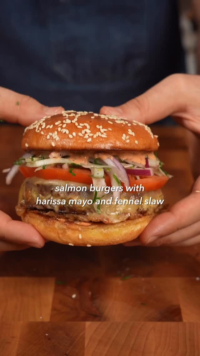 Flavor-Packed Salmon Burgers with Harissa Slaw by Cheffinwithzach