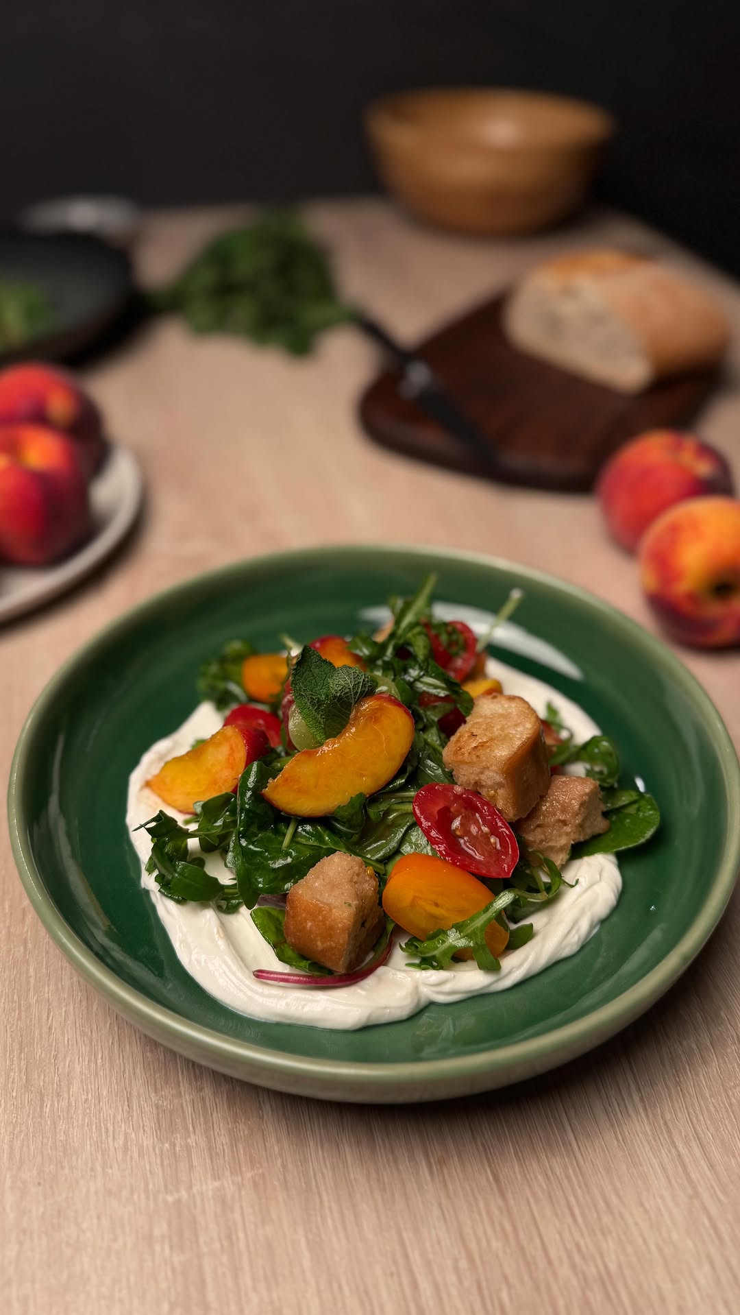 Peach & Plum Tomato Salad with Whipped Goat Cheese by Tanerxaydin